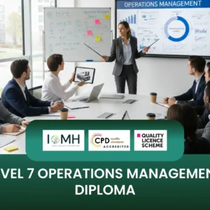 Level 7 Operations Management Diploma session with professionals analysing transformation output and supply chain charts.