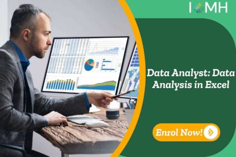 Excel data analysis training with professional reviewing charts and graphs on dual monitors.