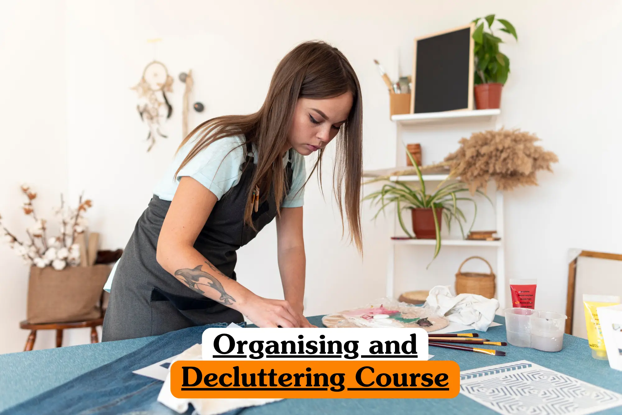 The imagery highlights critical functional management principles, focusing on psychological habit transformation, implementing the "one-in, one-out" methodology, optimizing residential square footage, and establishing daily maintenance routines.