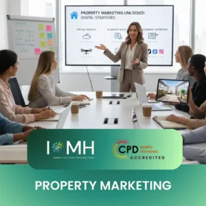 Property Marketing training session with professionals learning digital strategies including virtual visuals and AI-driven sales.