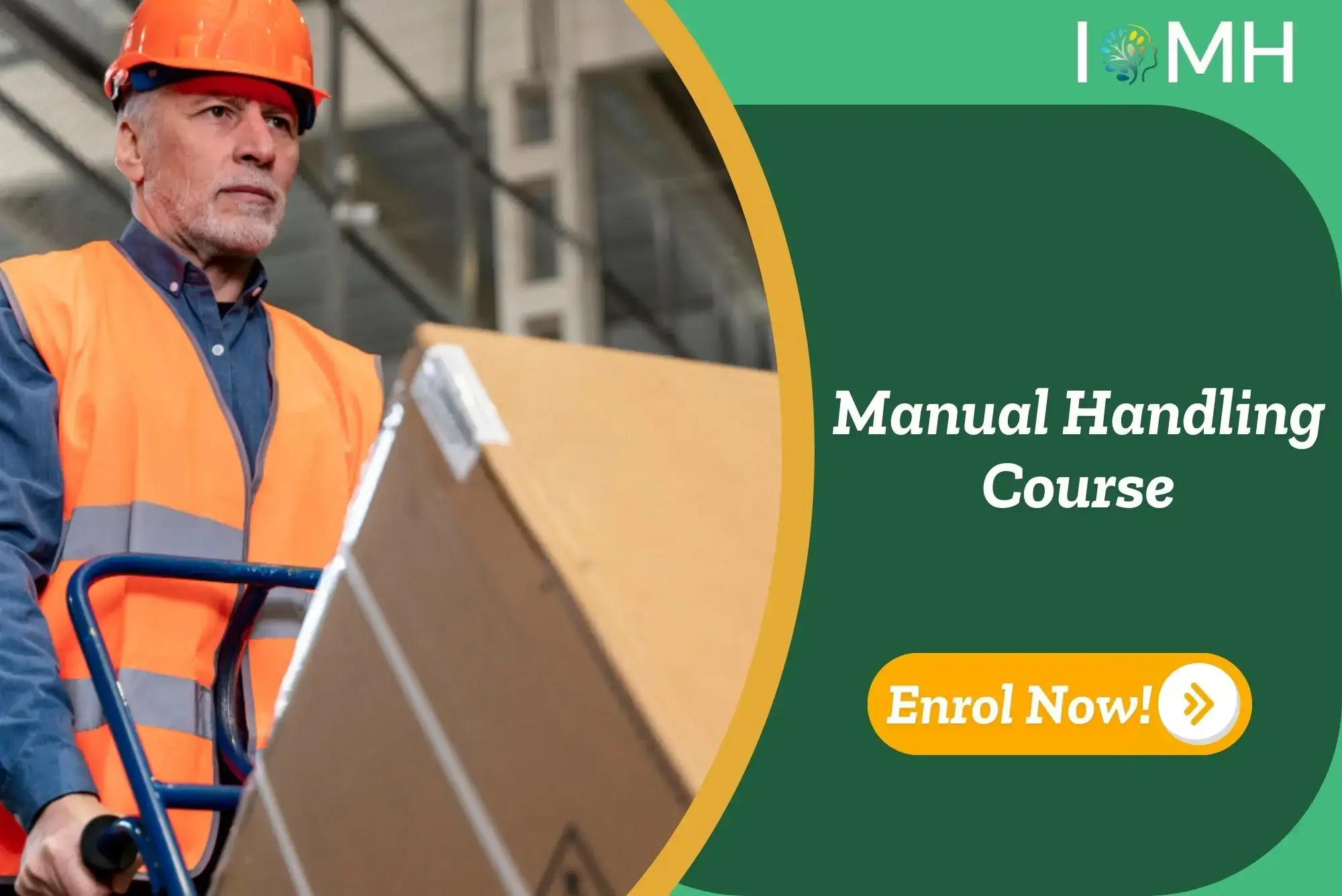 Manual handling in the warehouse; banner promotes Manual Handling Course.
