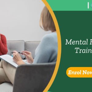 Counselling session visual with promotional banner for UK-based Mental Health Training.