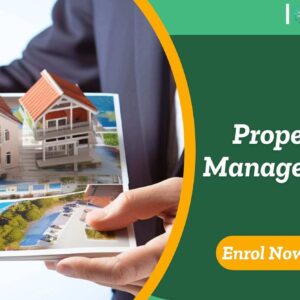 Property Management training with professional reviewing residential housing brochure in CPD-accredited course setting.