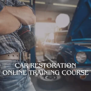 Someone working on restoring a classic car is advertising a Car Restoration Online Training Course.