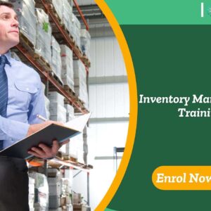 Warehouse inspection scene; banner promotes IOMH Inventory Management Training course.