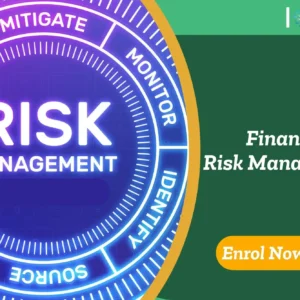 Risk control stages visualised through circular diagram; promotional banner highlights UK-based Financial Risk Management course by IOMH.