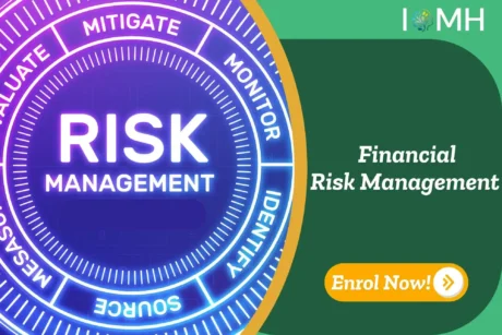 Risk control stages visualised through circular diagram; promotional banner highlights UK-based Financial Risk Management course by IOMH.