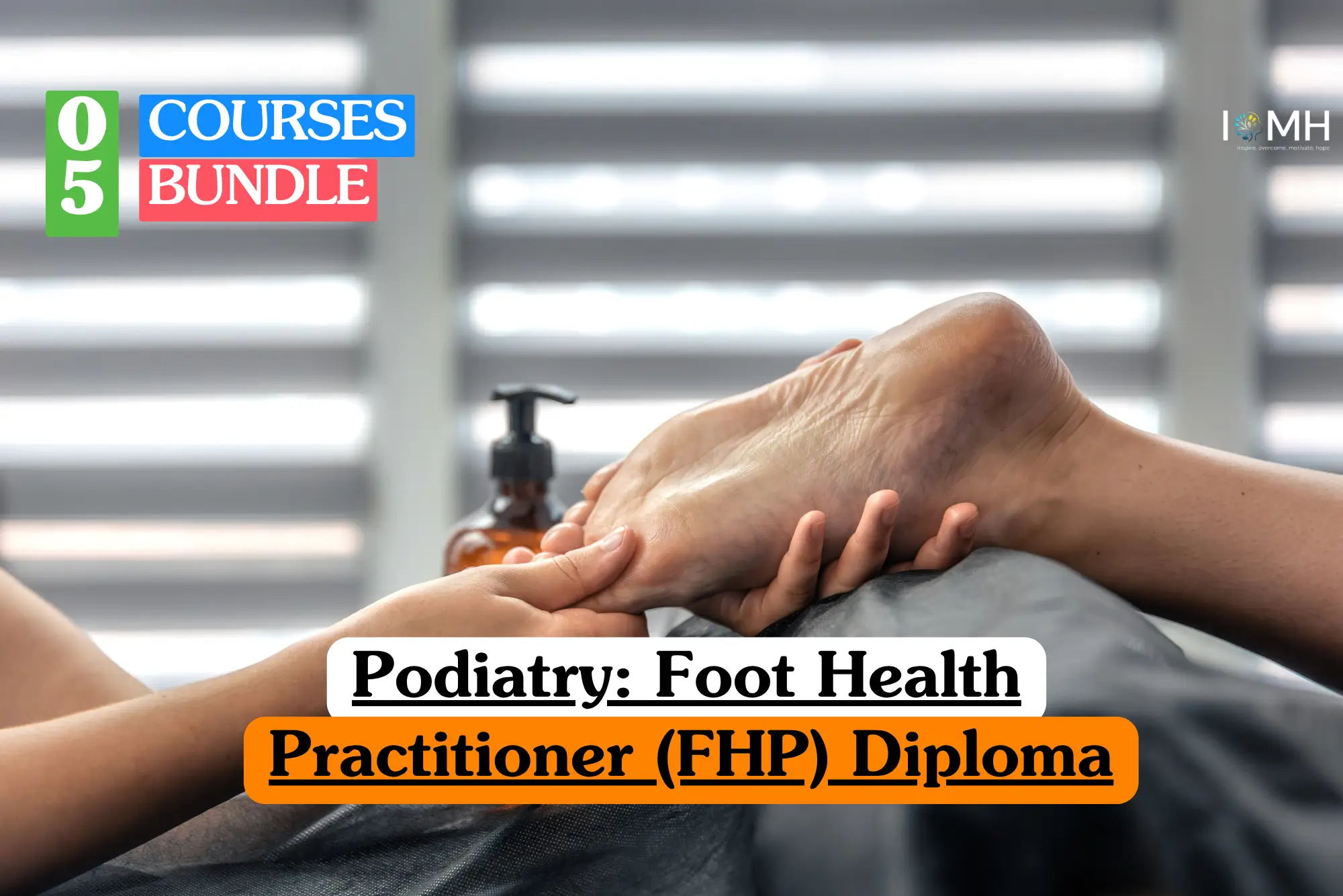 Theoretical podiatry and clinical foot health practitioner training banner focusing on a high-contrast close-up view of a professional practitioner's hands wearing blue nitrile medical gloves.