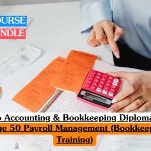 Theoretical cloud accounting and automated payroll compliance training banner focusing on a close-up, top-down view of a professional female bookkeeper or financial controller wearing a light blue corporate blouse.