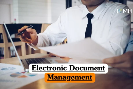 Theoretical information technology and digital transformation training banner featuring a female professional working in a contemporary office setting.