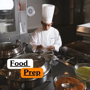 Theoretical culinary arts and nutritional management training banner featuring a clean, organized kitchen workspace set up for efficient meal preparation.
