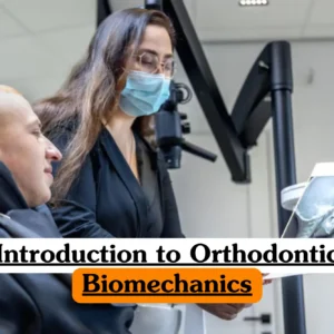 The imagery symbolizes the application of mechanical principles to the movement of teeth, focusing on bracket placement, wire activation, and the engineering behind corrective dental appliances.