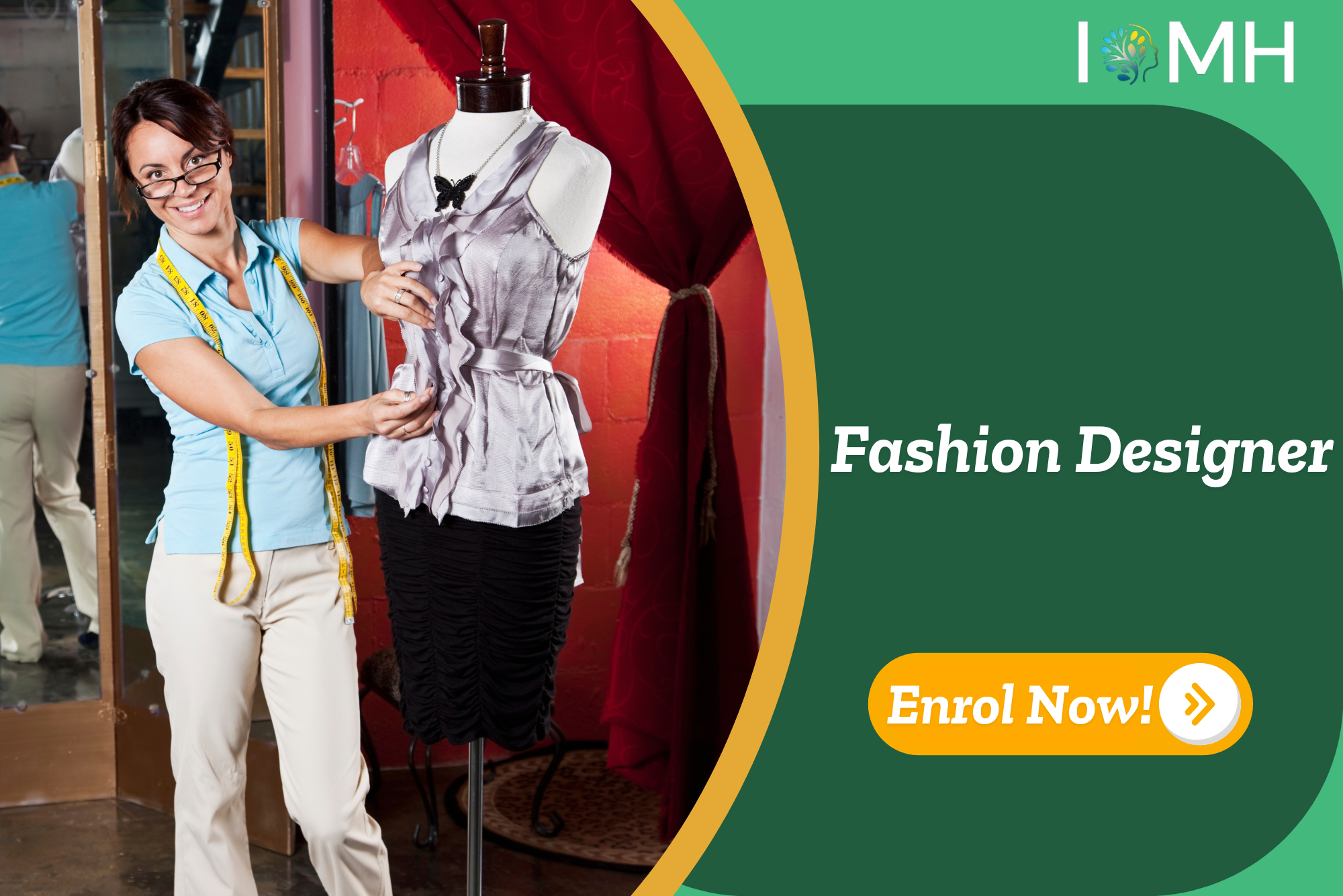Fashion designer adjusting outfit on mannequin – Fashion Design course for beginners and professionals in clothing and apparel design