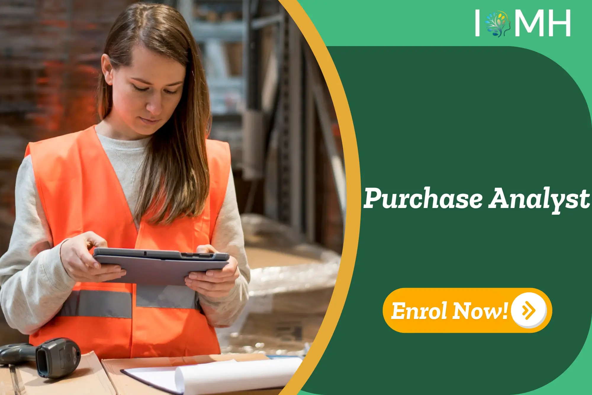 Purchase analyst checking inventory with tablet – Procurement and supply chain management course for purchasing and logistics professionals