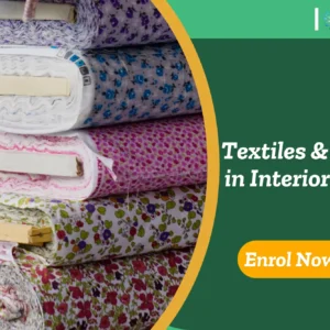Textiles and fabrics in interior design course – colourful fabric rolls for creative home décor and design learning
