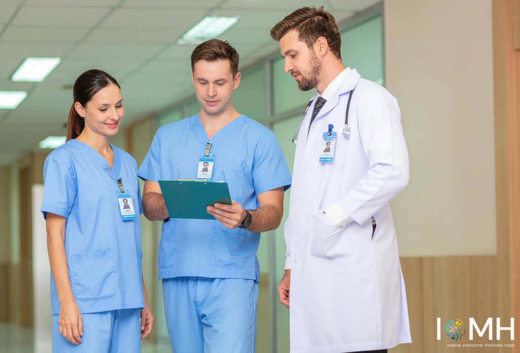Health and social care professionals reviewing care documentation in line with UK legislation and legal responsibilities