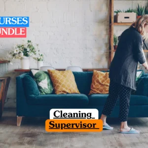 Theoretical facilities management and commercial hygiene training banner featuring a professional cleaning supervisor mopping a modern residential living space with a velvet sofa, representing the study of industrial cleaning standards and supervisory protocols.