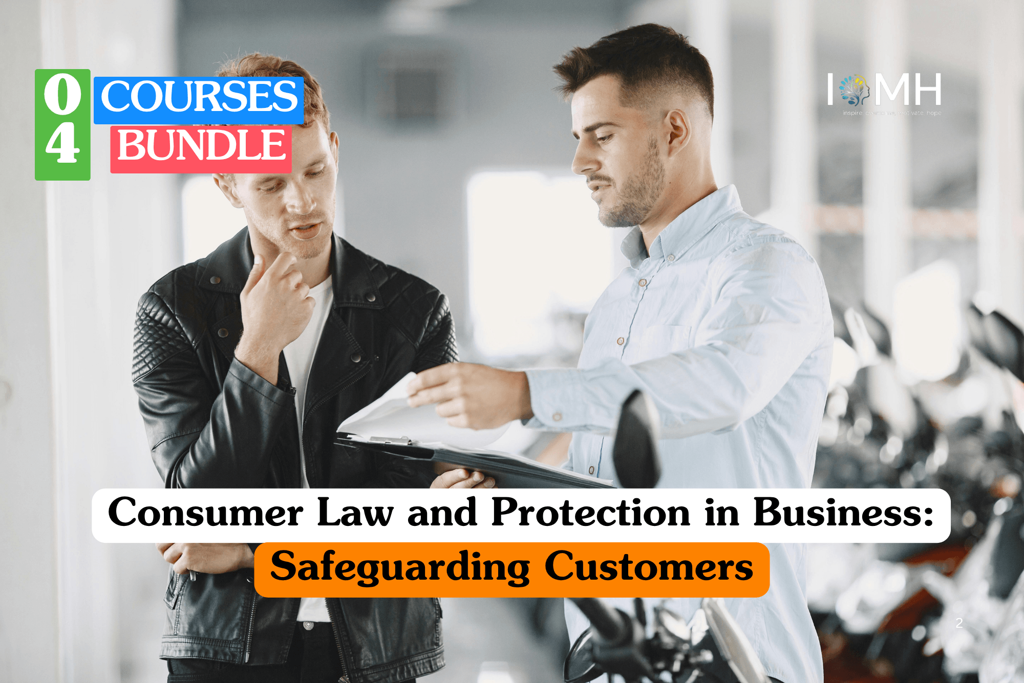 Consumer law training banner featuring a professional car salesman in a blue suit shaking hands with a customer in a showroom, representing successful commercial transactions and customer safeguarding.