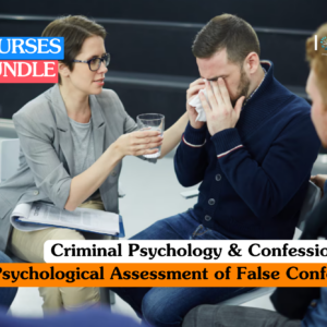 Criminal psychology training banner featuring a supportive professional offering a glass of water and comfort to a distressed individual during a sensitive psychological assessment session.