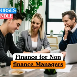 Theoretical corporate finance and management development training banner focusing on a high-contrast over-the-shoulder perspective of a business executive analyzing performance metrics at a modern office desk.