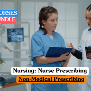 Nurse prescribing training banner featuring a female healthcare professional in a white clinical tunic using a stethoscope to check the heartbeat of a senior male patient.