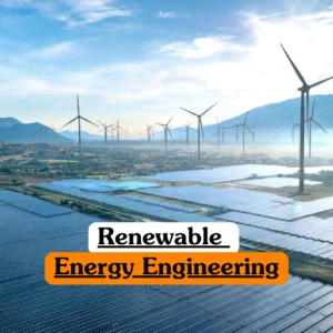 Theoretical sustainable power and green technology training banner featuring a vast solar farm integrated with multiple large wind turbines across a mountain landscape under a bright sky.