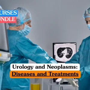 Theoretical surgical oncology and urological healthcare training banner featuring two medical professionals in full blue sterile scrubs, masks, and caps preparing for a clinical procedure in a modern operating theatre.