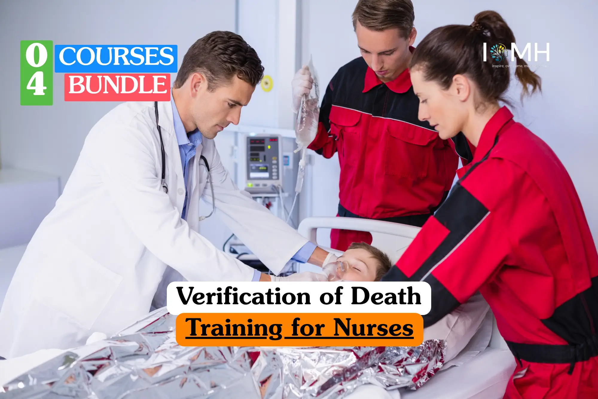 Theoretical palliative care and clinical nursing training banner featuring a professional in a white coat and blue medical gloves holding a stethoscope, representing the clinical assessment and certification protocols within healthcare.