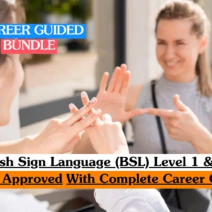 Theoretical linguistic and inclusive communication training banner featuring a diverse group of three young women sitting on a sofa, engaged in a conversation using British Sign Language (BSL).