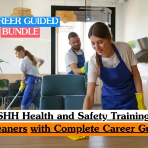 Theoretical occupational hygiene and safety compliance training banner featuring a clean, professional, and well-organized commercial storage area stocked with janitorial supplies, spray bottles, microfiber cloths, and safety equipment.