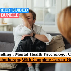 Theoretical psychological therapy training banner featuring a female therapist or counselor in a professional blazer, sitting in a modern, neutral-toned office.