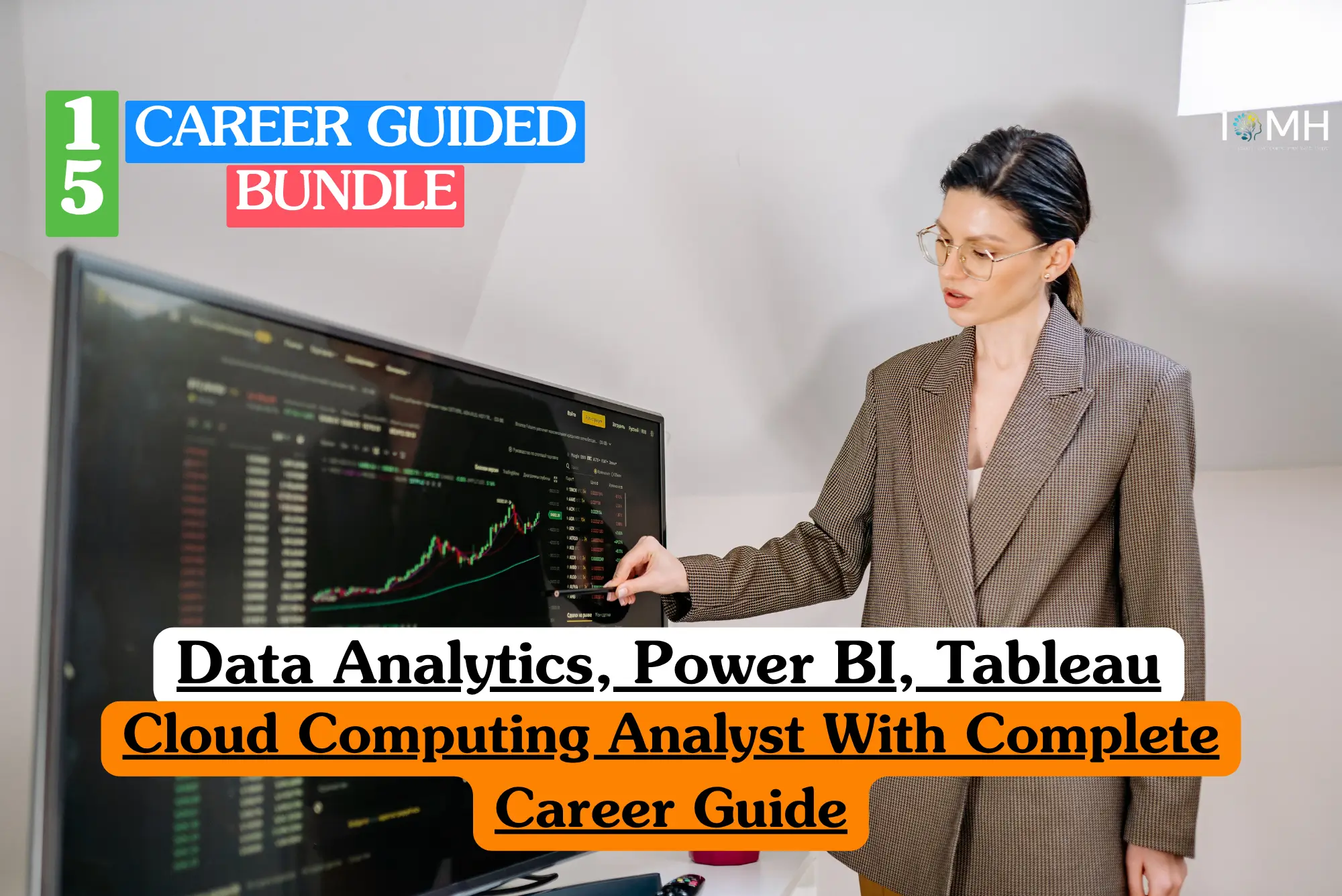 Data Analytics, Power BI, Tableau, and Cloud Computing Analyst career guide bundle with complete career roadmap – training and certification course image.