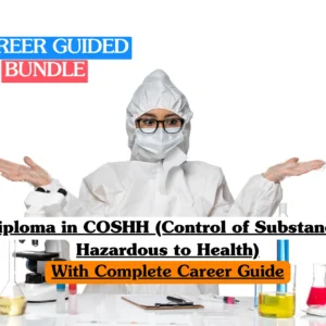 Theoretical occupational health and safety (OHS) training banner featuring a professional in a laboratory or industrial setting wearing protective gear, including a mask and safety goggles.