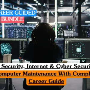 Theoretical information technology and digital defense training banner featuring a top-down view of a modern workstation.