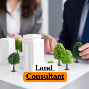 Theoretical real estate and land management training banner featuring a close-up of a professional’s hands resting on a large, detailed land survey map spread across a desk.