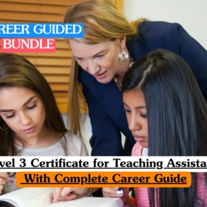 Theoretical pedagogical support and educational training banner featuring an adult female teaching assistant or educator leaning over two female students to provide guided instruction.