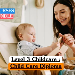 The caregiver is presenting wooden educational toys to the child, representing the study of sensory-motor development, early cognitive stimulation, age-appropriate play activities, and the fundamental principles of infant care.