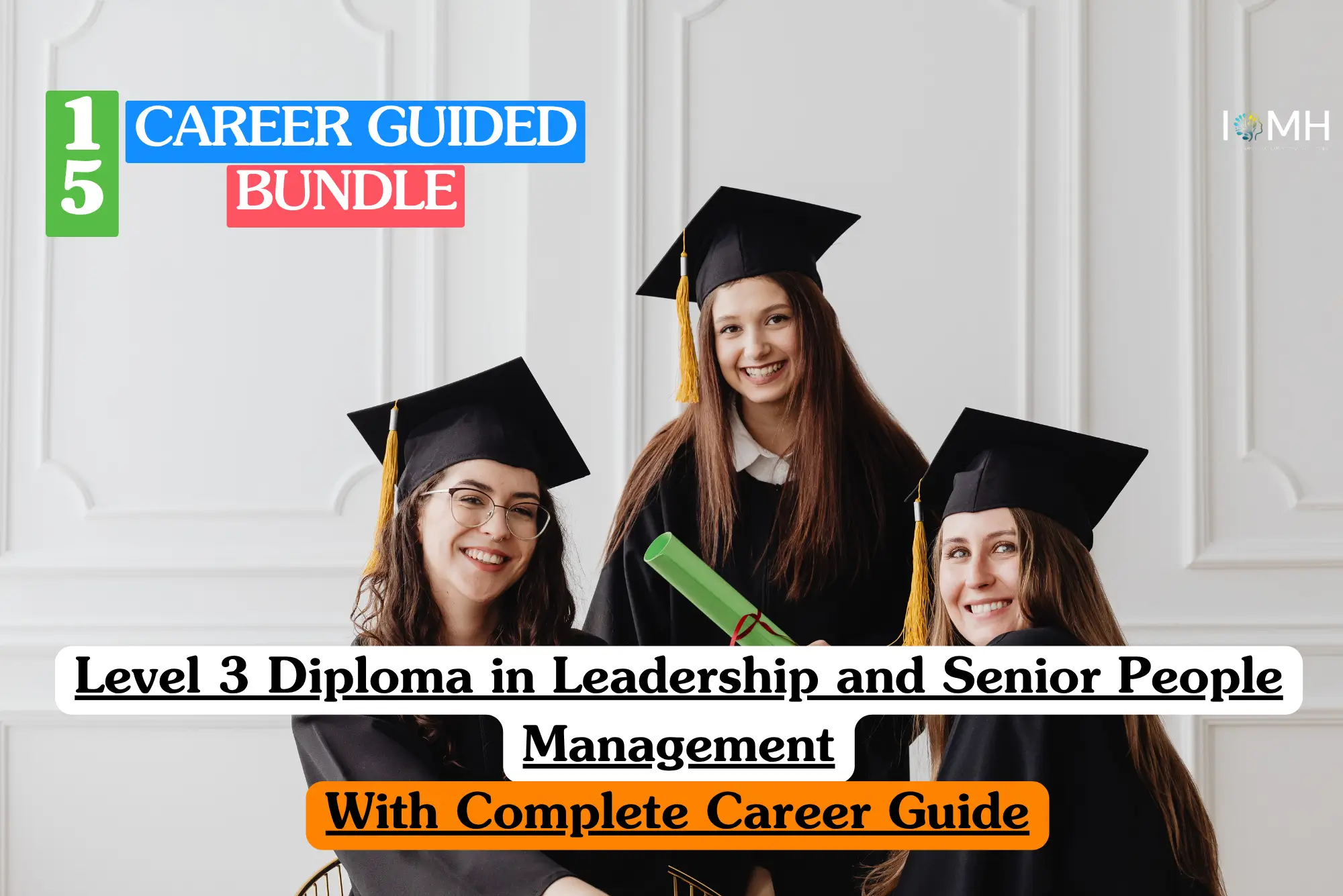 Theoretical executive leadership and management training banner featuring a confident female leader in a white blazer and black trousers walking through a modern, sunlit corporate office.