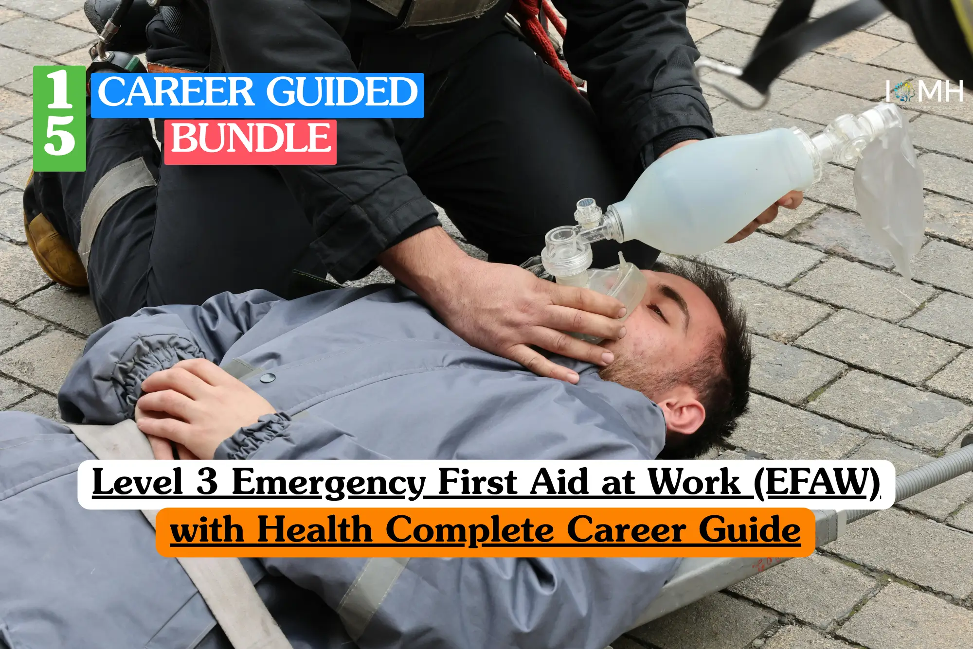 Theoretical workplace safety and clinical intervention training banner featuring a top-down view of a modern first aid training environment.