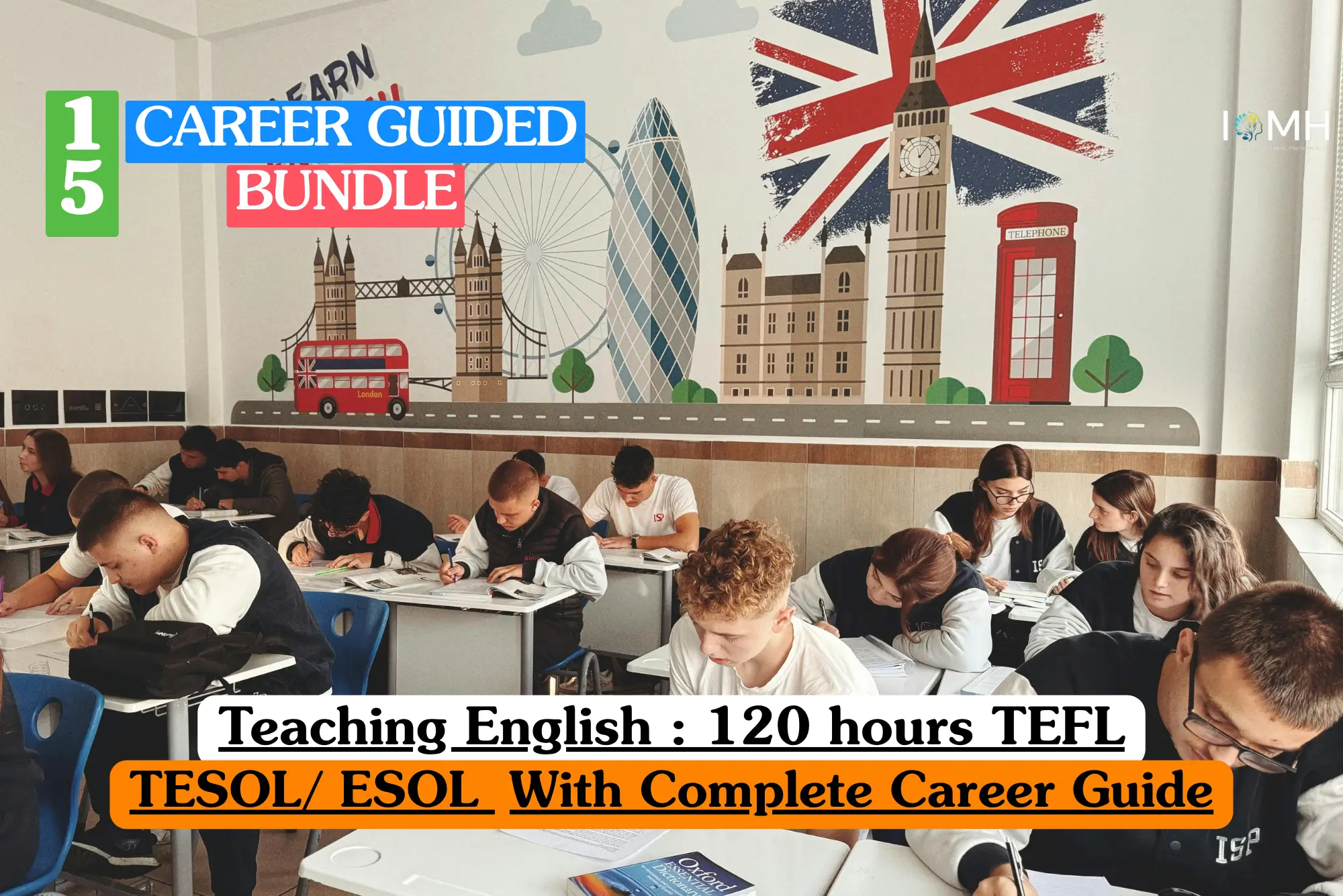 The teacher is using visual aids to explain concepts, representing the study of PPP (Presentation, Practice, Production), inductive vs. deductive grammar teaching, and elicitation techniques.