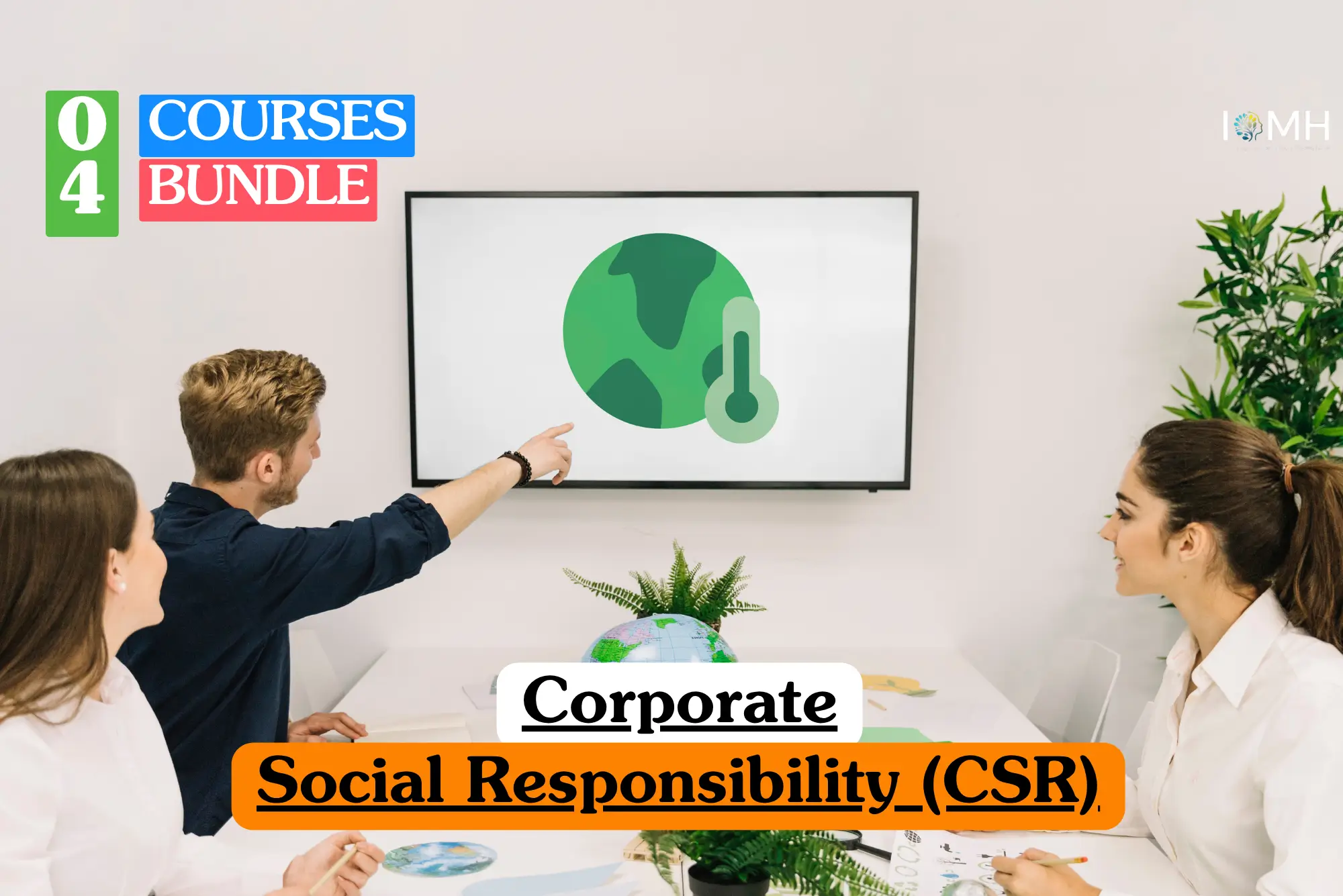 Corporate Social Responsibility (CSR) bundle course image showing corporate sustainability, environmental ethics, and green business training.