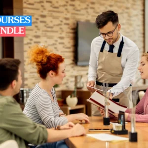Theoretical food service operations and hospitality management training banner featuring a clean, rustic wooden dining table elegantly set with fresh culinary ingredients and fine dining components.