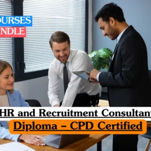 HR and Recruitment Consultant Diploma certified bundle course image showing office professionals discussing human resources metrics.