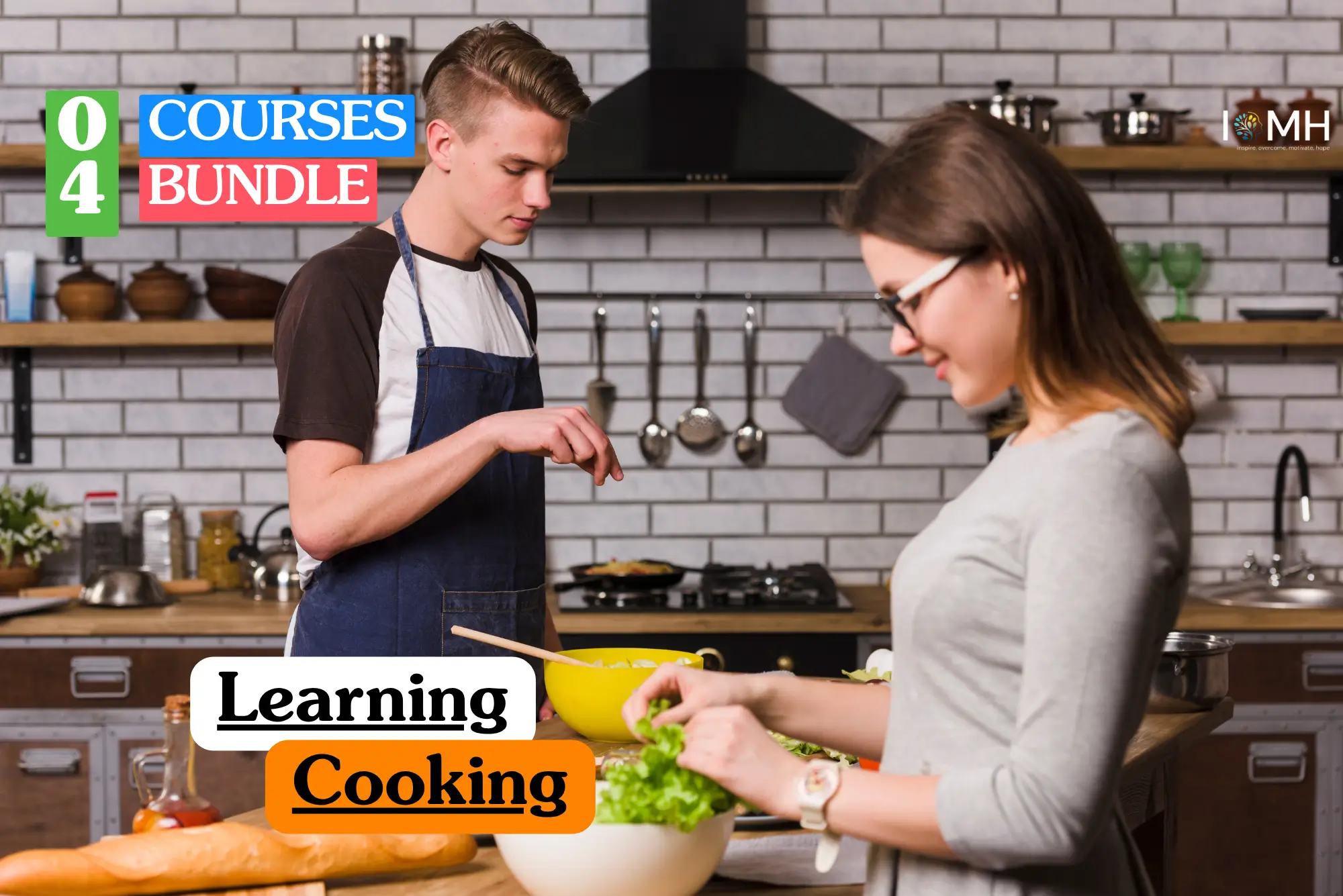 Learning Cooking bundle course image showing interactive culinary training and healthy meal preparation.