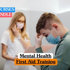 Mental Health First Aid Training bundle course image showing a healthcare professional supporting a young man experiencing stress or anxiety.