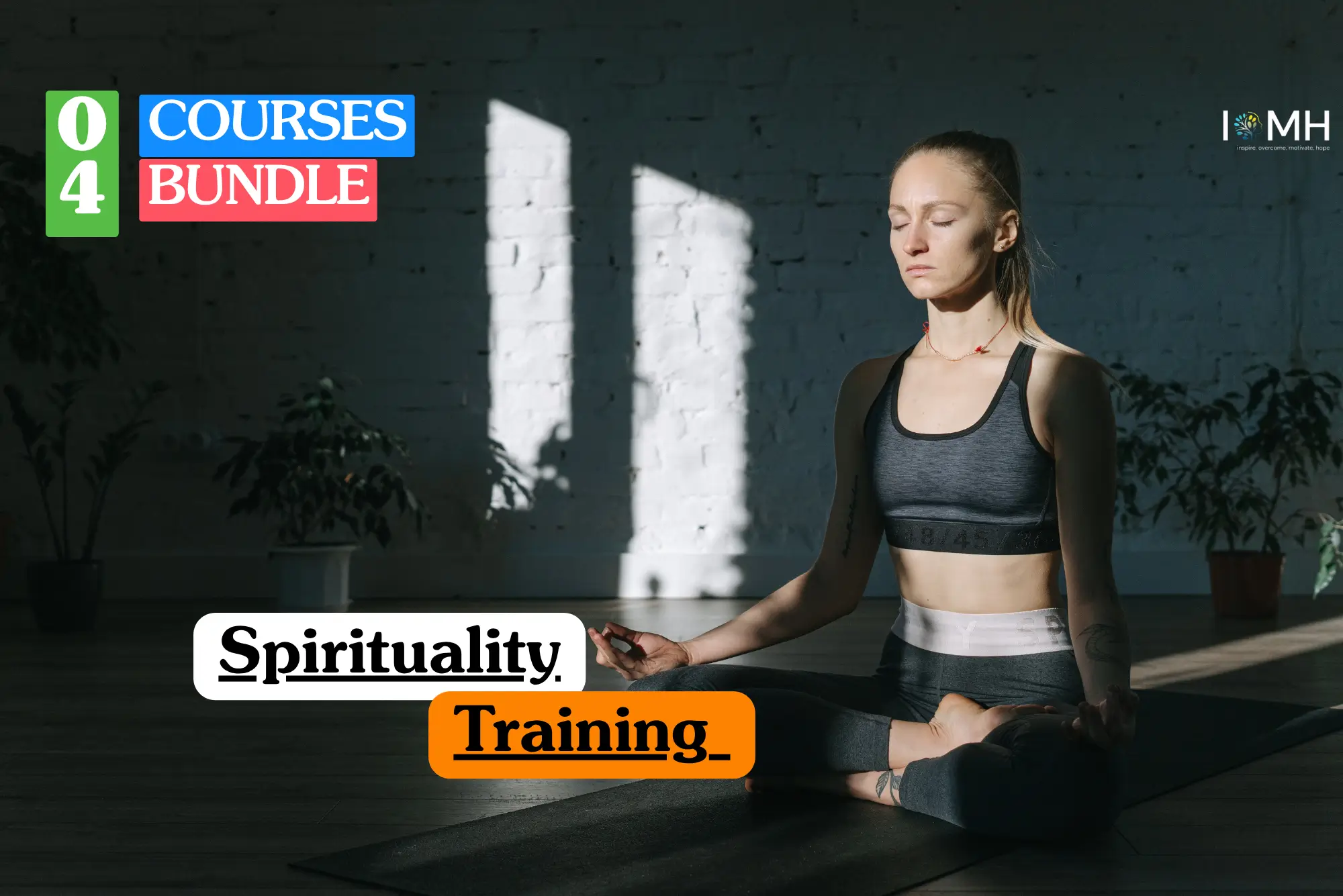 Spirituality Training bundle course image showing a peaceful yoga meditation session.