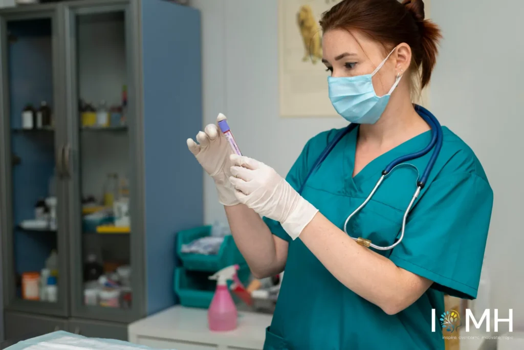 Healthcare professional processing sterile blood collection tubes using vacuum-sealing equipment in a clinic laboratory for accurate diagnosis. [cite: Phlebotomy & Blood Collection Procedure